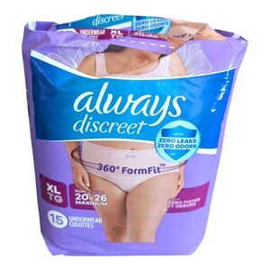 ALWAYS DISCREET INCONTINENCE UNDERWEAR WOMEN XL 15 COUNT MAX ABSORBENCY NEW